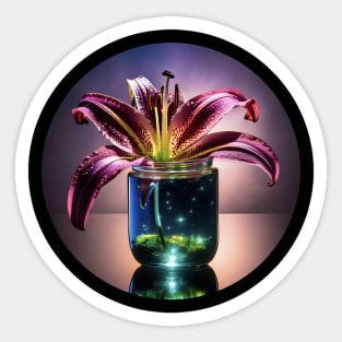 Stargazer Lily with Firefly Jar Sticker